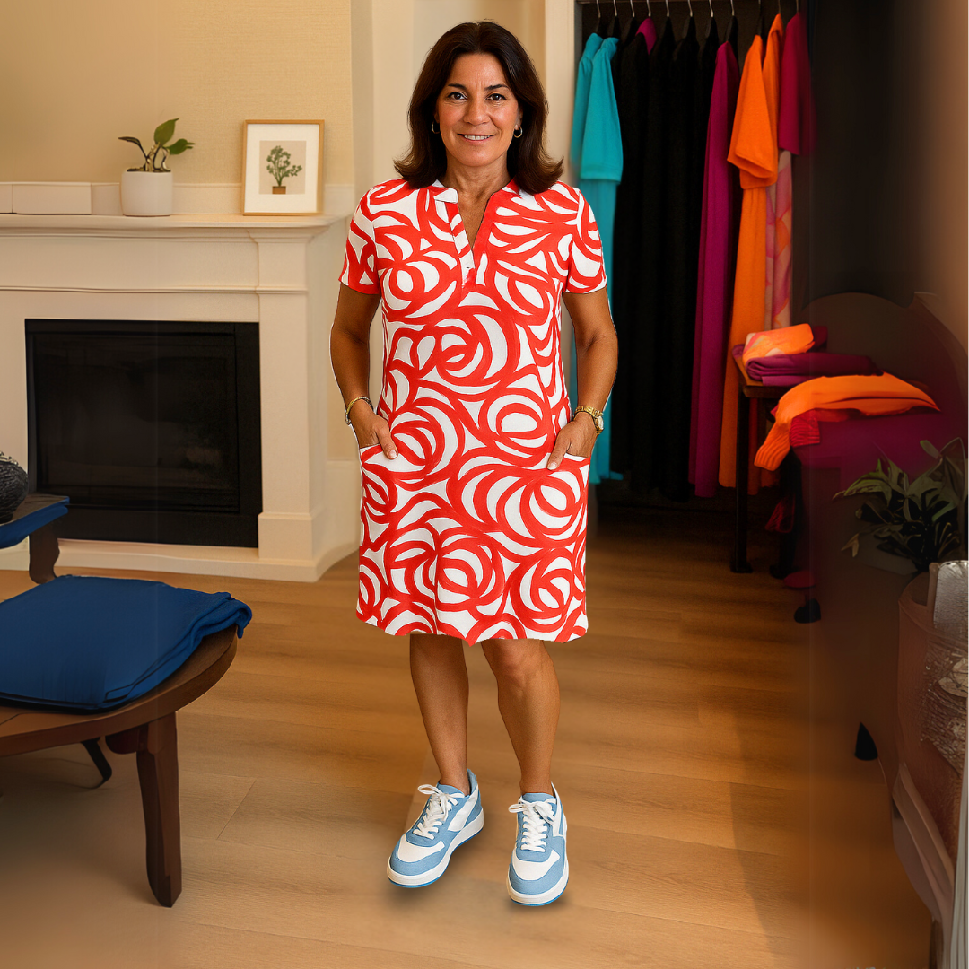 Monique™ | Print jurk met V-hals