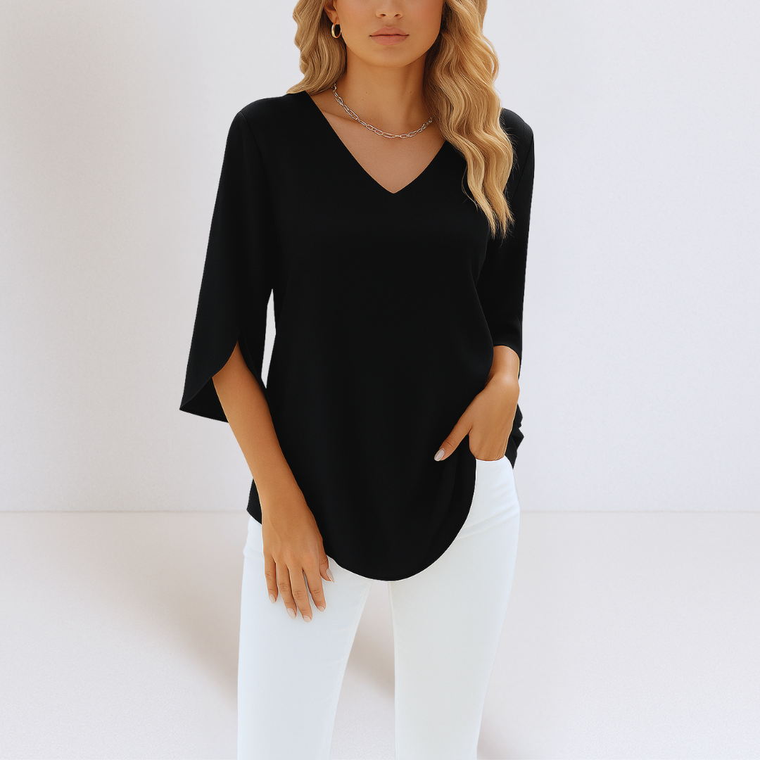 Sophie™ | Elegante blouse met V-hals en gespleten mouwen