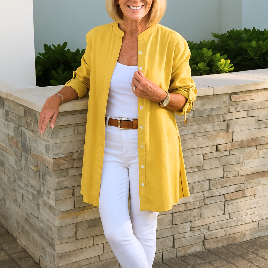 Louise™ | Effen overhemd blouse met strik mouwen