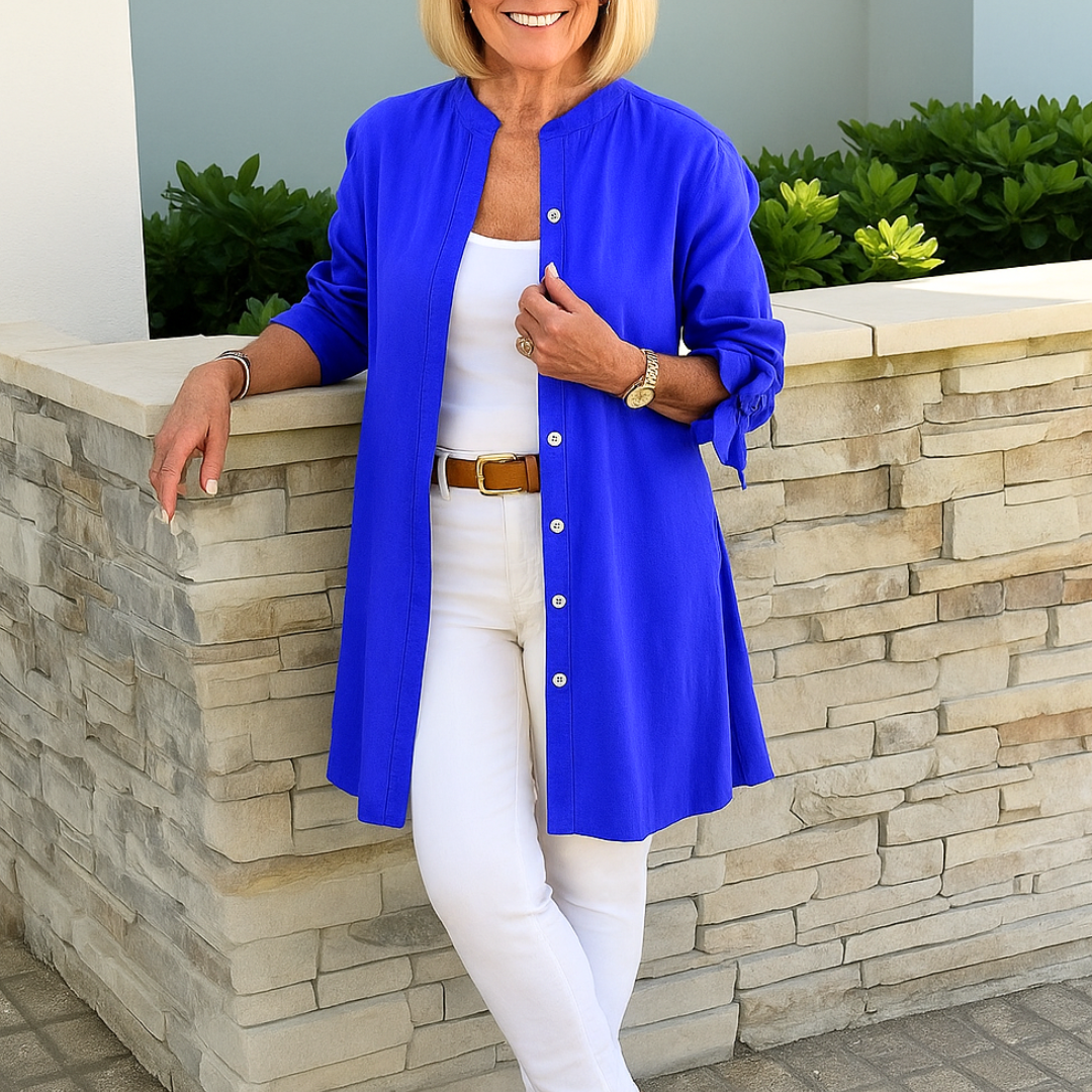 Louise™ | Effen overhemd blouse met strik mouwen