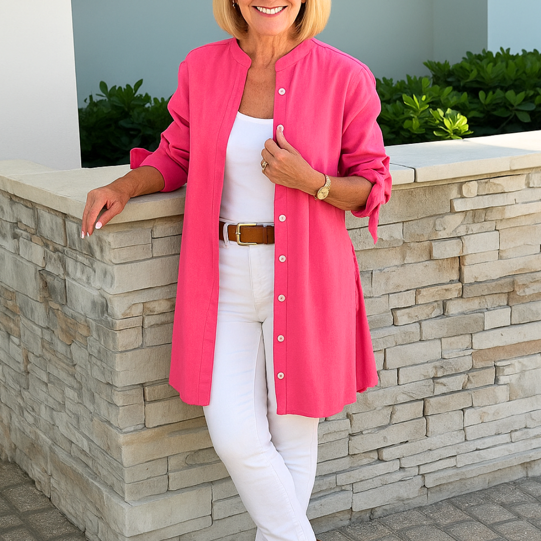 Louise™ | Effen overhemd blouse met strik mouwen