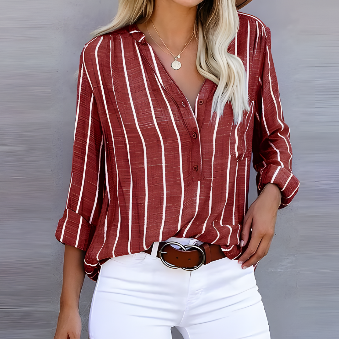 Monica™ | Trendy Gestreepte damesblouse