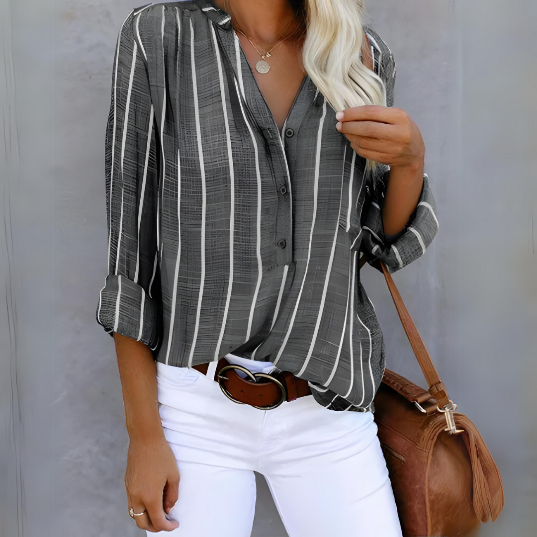 Monica™ | Trendy Gestreepte damesblouse