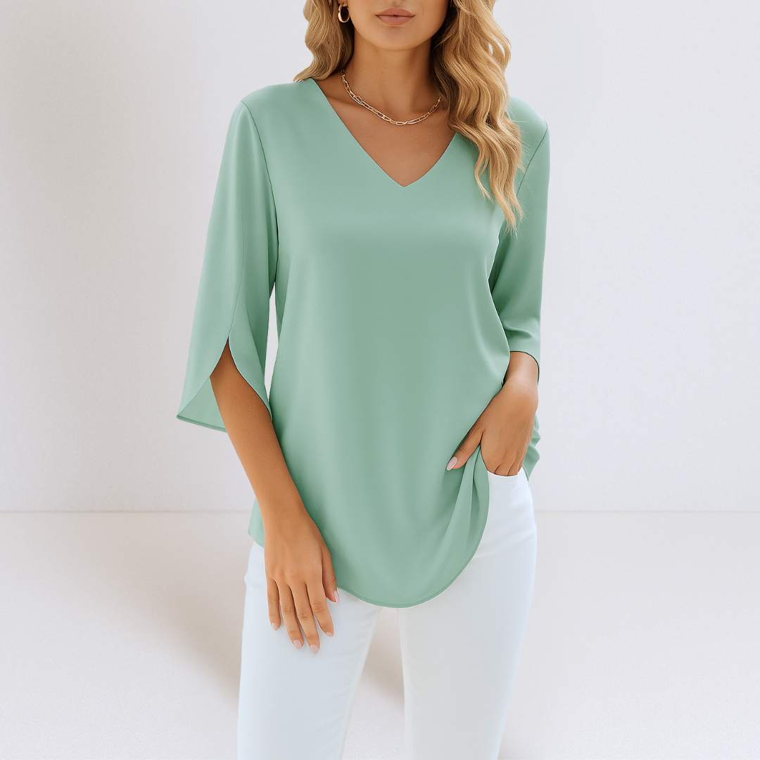 Sophie™ | Elegante blouse met V-hals en gespleten mouwen